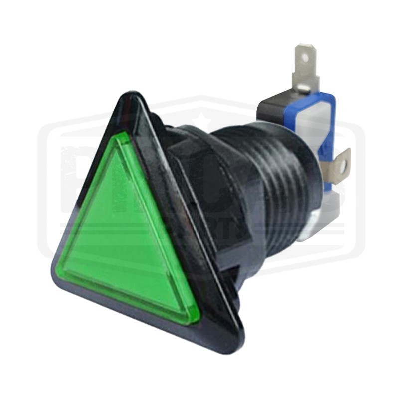 Bouton noir lumineux triangle vert