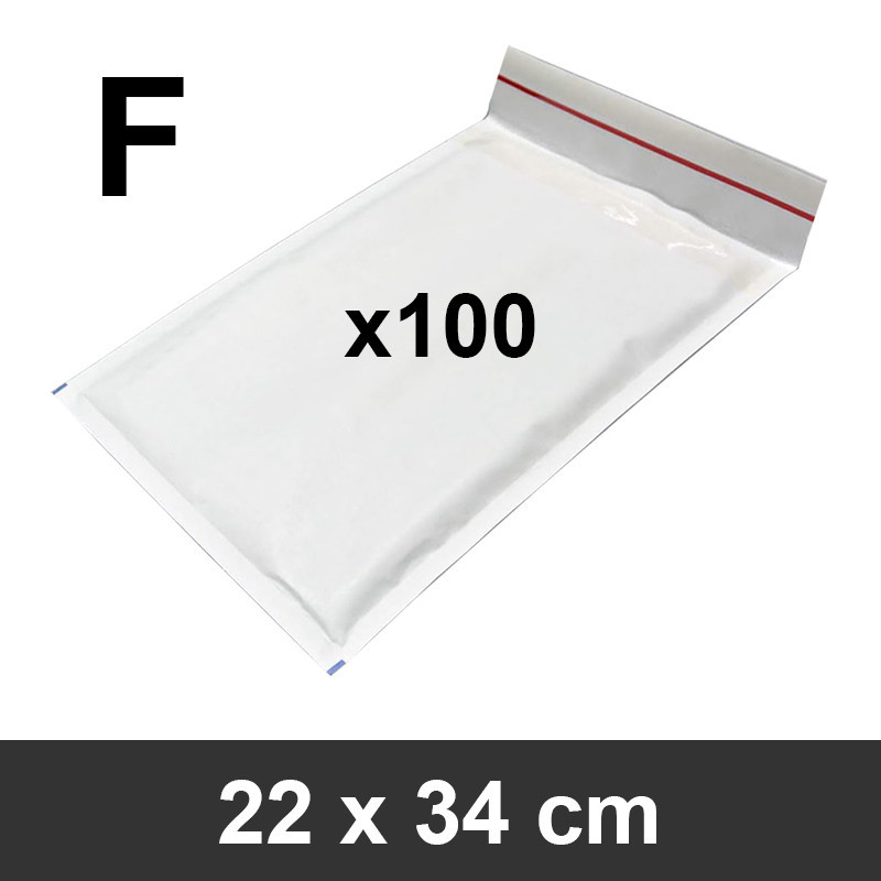 100 Enveloppes à bulles blanches autocollante 22x34cm F