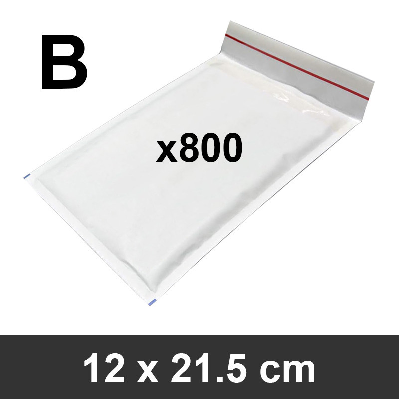 800 Enveloppes à bulles blanches autocollante 12x21.5cm B