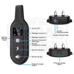 Collier de dressage électrique et anti aboiement étanche pour chien avec télécommande