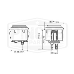 Bouton Baolian 24mm bleu