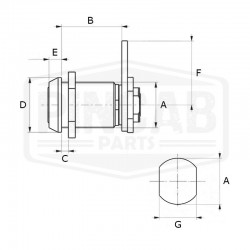 Serrure 22mm avec 2 clés rondes