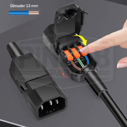 Connecteur prise maleIEC320 C14 (10A 250V) bornier rapide type wago