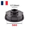 Bouchon adaptateur raccord cuve IBC S60x6 Femelle 1/2" (20mm)