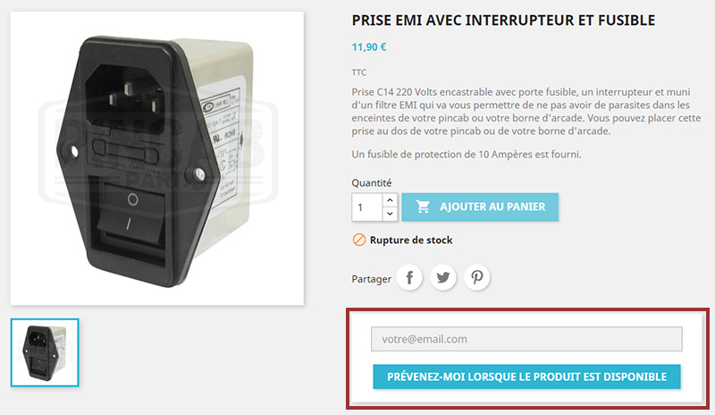 Alerte remise en stock produit quand non client